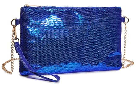 Miss Lulu Damen Fashion Pailletten Tasche Mini Clutch kleine Damen Kettentasche Umhängetasche für Hochzeiten, Dates und verschiedene Anlässe mit goldener Kette