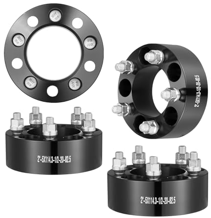 VEVOR Wheel Spacers, 2 5x4.5 Wheel Adapters, 5 Lug Forged Spacer, 82.5 mm Bore Hubcentric 1/2-20 Studs Spacers, Fit for 1984-2018 Jeep and Ford, 4 PCS Black