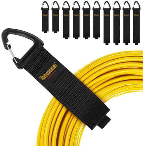 Heavy Duty Storage Straps(10-Pack), Trilancer Hook-and-Loop Cord Organizer and Hanger with Triangular Buckle for Cables, Wires, Rope, Hoses, Organization for Home, Garage or Workshop, Patent Design