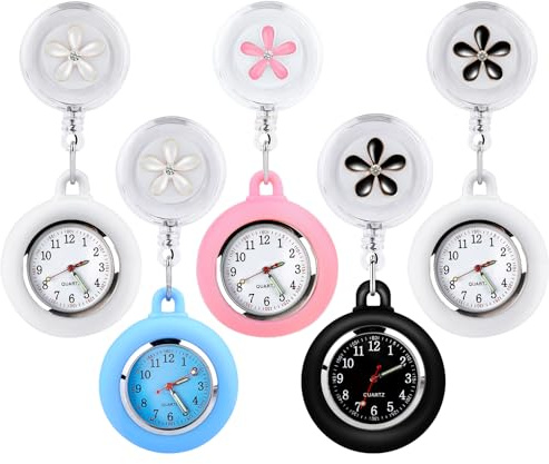 Montre à Gousset D'infirmière, 5 Pièces Montre Infirmière, Montre D'infirmière, Montres D’Infirmière avec Aiguilles Lumineuses, Montre à Gousset avec Clip, Montre Infirmière de Poche Broche