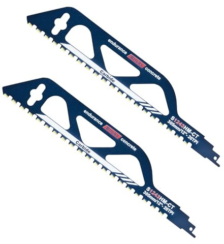 ONEVAN Säbelsägeblätter, 2 Stücke 305 mm Universal Fuchsschwanz Sägeblätter Säbelsäge Reciprosägeblätter für Stein, Porenbeton, Holz, Metall, Ziegel, Beton