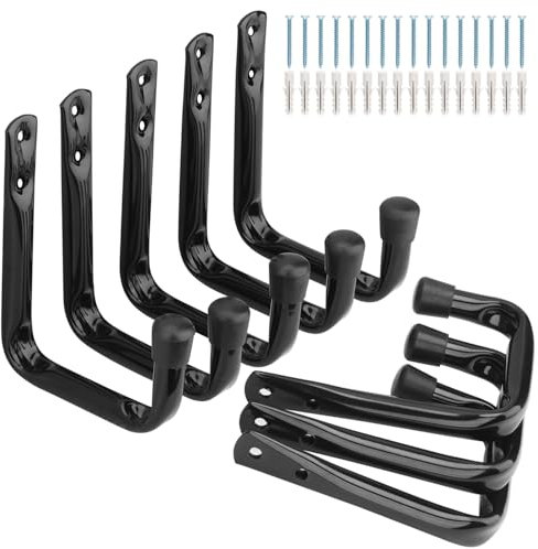 Moundnaik Garagen-Wandhaken, 8 Stück, Garagenhaken zum Aufhängen von schweren Gegenständen (schwarz, 11,5 cm x 8,9 cm)