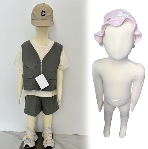Schaufensterpuppe Kinder-Schaufensterpuppe, Ganzkörperbeweglich, Alter 1–14, Styropor-Kinderkleidpuppe/Nähen, Gesichtslose Schaufensterpuppen, Realistischer Schaufensterpuppen-Torso In Kindergröße(4 Y