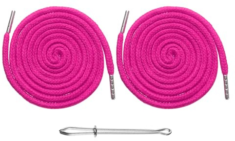 QUARKZMAN 2 cordones de repuesto de 130 cm, con enhebrador para sudaderas, chaquetas, pantalones, sombreros, abrigos, bolsos, color rosa