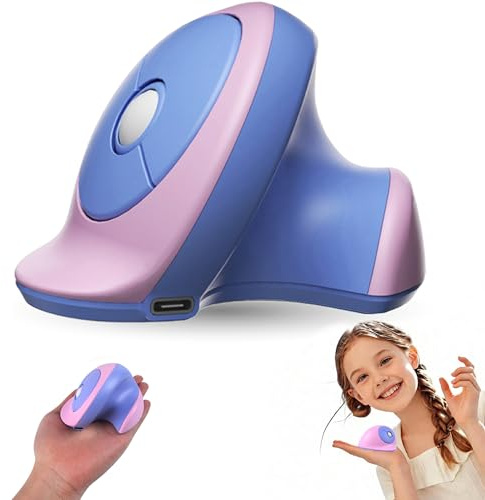 Souris Ergonomique sans Fil,Mini Souris Verticale Rechargeable avec 3 Ports D'appareils(2*Bluetooth & USB)Double Mode pour Petites Mains,1200D-PI,3 Boutons,Silencieuse 2,4 GHz pour PC,iPad,Mac,Windows