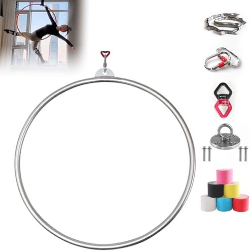 Nicvrea Lyra Hoop Aerial Hoop Set Mit Takeling -Hardware Single -Reifen Circus Hoop GroßArtig FüR Tanzstudio, Luftverwaltung,85cmstainlesssteel-3.2cm