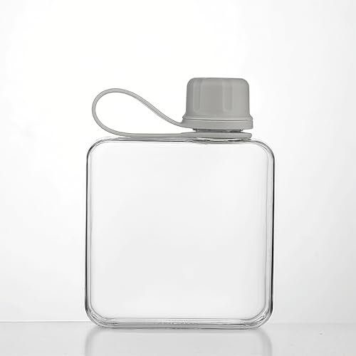 Qusmeiyici 10.8 oz/320 ml Flat Travel Water Bottle, BPA Free Tritan Reusable Plastic Water Bottles Square Plastic Flask Pocket for Camping, Fitness, Outdoor Sports, Fits Purse and Pocket