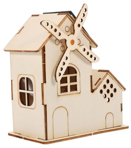 ADOCARN Diy Solar Windmill Wooden Assembly Science Kit for Boys and Girls Solar Power Playset Unfinished Model Kits Boys and Girls Science Experiment