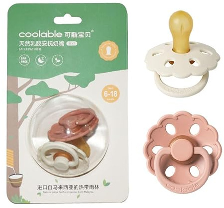 Coolable 2er-Set Schnuller aus Naturlatex, BPA-frei, ab 6 Monaten - Elfenbein/Pfirsich