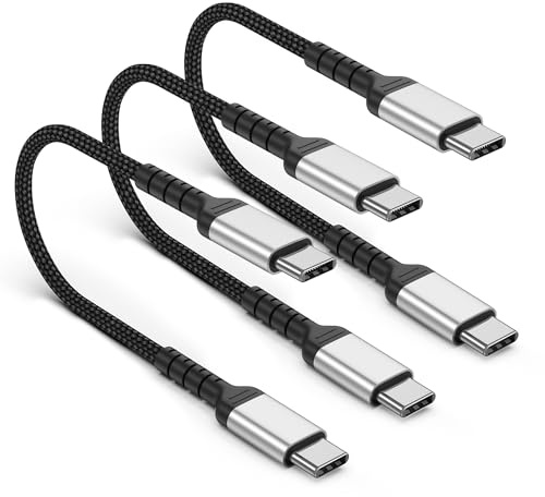 Cavo e usb C a USB C, 30 cm, 3 pezzi, ricarica rapida da 60 W, compatibile con iPhone 16/15 Pro Max, Samsung S25/S24, MacBook Pro/Air