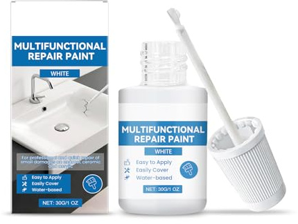 GNAUMORE Pintura De Retoque Blanco Esmalte,Pintura para Reparación De Daño,Touch Up Paint Pen,White Enamel Paint For Kitchen Appliances & Bathroom,30g