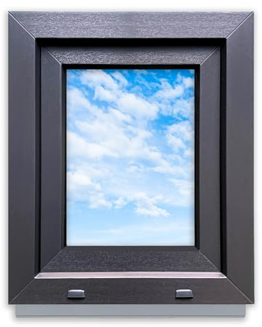 LORAC | Kunststofffenster Anthrazit-weiß 500X600mm, 50x600cm, PCV, DIN Rechts, kippbar & ausstellbar, 2-fach Verglasung, energiesparend – Fenster mit CE-Zertifikat für Keller und Wohnung