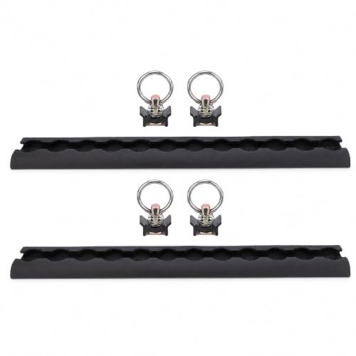 Fabater L Track Tie Down System, Includes 2 Pack 12in Aluminum L Track L Track Tie Down Rail and 4 Round Rings, Trailer Tie Down System for Enclosed Trailer, Trucks, Trailer, Pickup (Black)