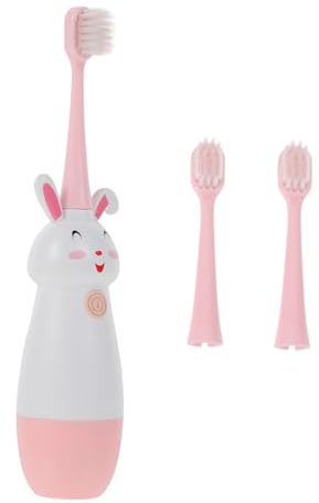 TOYZFRIENDY Brosse à Dents Électrique Enfant Portable avec Têtes de Rechange Design Lapin Rose Dentaire Intelligent pour Enfants Ergonomique et Léger pour Voyage