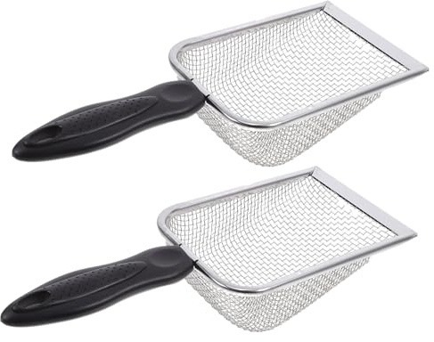 Mikinona 2 pezzi Spiaggia in Acciaio Inossidabile con Rete Filtrante Palette per Sabbia e Conchiglie Shovel per Lettiera Animali Riutilizzabili e Pulizia Pratica