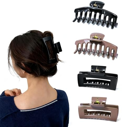 VelvetGlow 4 Pcs Silikon Flexible Haarspangen, Rutschfest Große Biegbare Haarklammer, Weiche Haargreifer Haarclips Für Dünnes Und Dickes Haar (Schwarz, Kaffee)