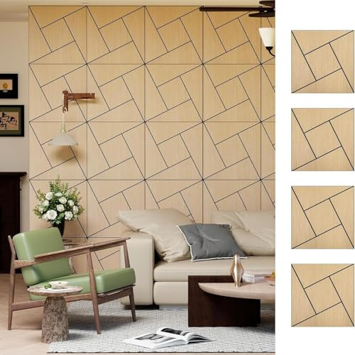 Hiseng 12 Pack Acoustic Wall Panels Self Adhesive Wood Grain Sound Proofing Panels High Density Felt Acoustic panels for Walls 30x30cm for Home Office Recording Studio Bedroom (Walnut,30x30cm)