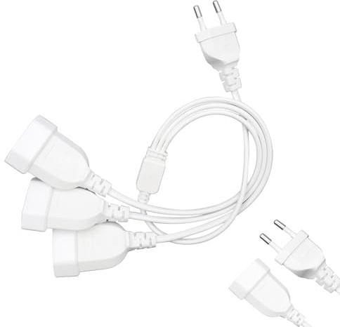 Cavo di Prolunga con Presa Piatta 3 in 1 Cavo di Alimentazione Prolunga Europea 55cm 250 V/2.5 A per TV PC Spina Computer Monitor Beamer Elettrodomestici Lampa