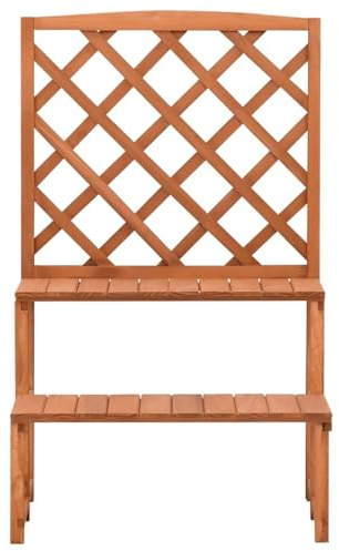Gecheer Fioriera con Traliccio, Supporto Piante in Legno con Mensole, Scala per Piante Rampicanti, Fioriera Legno Massello di Abete 70x42x115cm per Giardino, Balcone, Terrazzo, Casa