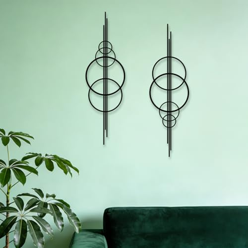 YIYA 2 Piezas decoración de pared de metal decoración de pared geométrica de metal decoración de pared minimalista de metal negro Para el dormitorio de la sala de estar en el hogar (Bobina)
