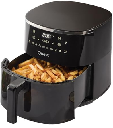 Quest Digital Air Fryer / 6 Litre Capacity / 8 Cooking Presets, Keep Warm & Shake Reminder/Non-Stick Drawer/Transparent Viewing Window / 1750W (33860)