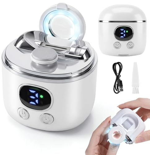 Electric Nail Clipper,3-in-1 Cutting Grinding Magnifying Glass Automatic Nail Clipper 3 Speed for Thick Nails with Led Light & Nail Scraps Storage Electric Nail Clippers for Babies Kids Adults Elderly