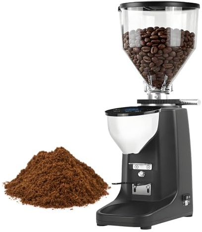 Electric Burr Coffee Grinder for Home, Features 19 Grind Settings, Large 500g Bean Hopper, Detachable Portafilter Holder, and LED Control Panel Black