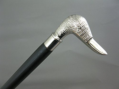Holz Gehstock mit Metallgriff Spazierstock 94cm Wanderstock Ente M56 Walking Stick