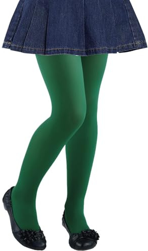 CHUNG Girls Light Weight High Stretchy Footed Legging Lights Students Ballet Bottom, Dark Green, 8-11Y