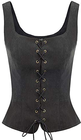 Scarlet Darkness Womens Peasant Costume Vest Waistcoat Renaissance Bodice Black M