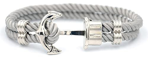 KhuWan Bracelet Ancre Homme en Nylon Bleu Marine et Ancre en Laiton