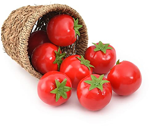 Luckforest Artificial Tomatoes, 8Pcs Simulation Tomatoes Fake Fruit Vegetable for Home Kitchen Party Decor Photography Props
