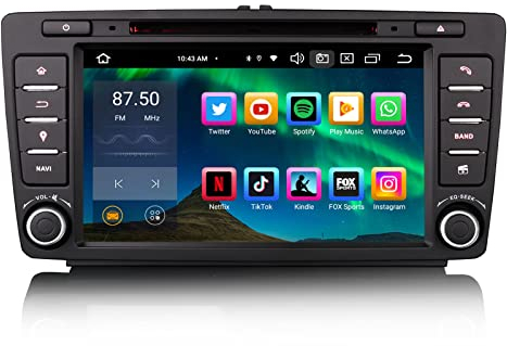 GONFEN 8 Zoll 8-Kern Android 13 Autoradio mit GPS Navi Passt für Skoda Octavia Yeti Rapid Spaceback Roomster Superb Unterstützung Kabelloses Carplay Android Auto Bluetooth WiFi DVD RDS SWC OBD2 4G+64G