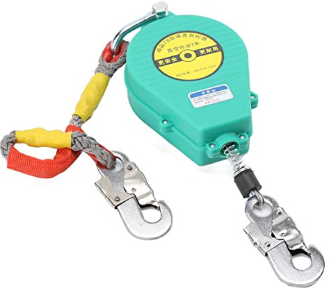 CDZHLTG Self Retracting Lifeline, Fall Arrester Fall Protection Fall Arrest Block Safety Device Double Lock Structure 23ft/7m Steel Wire Rope for Roofing Construction, 330lbs/150kg Load