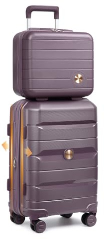 Sea choice Bagage set 2 stycken 20 tum expanderbar resväska i polypropylen Resväska med hårt skal Kabinbagage med kosmetikask 8 Spinnerhjul TSA-lås