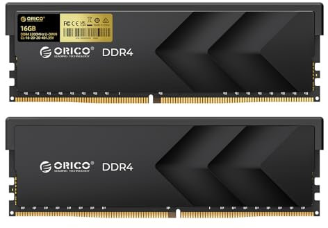ORICO Raceline Racer DDR4 RAM 32GB (2x16GB) 3200MHz CL16, XMP 2.0 Übertaktung, 1.35V UDIMM Desktop Memory, Kompatibel mit Intel & AMD, Hochleistungs-Gaming Desktop Arbeitsspeicher –Schwarz H400