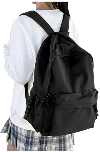HYC00 Schulrucksack Damen, Causal Travel Schultaschen 14 Zoll Laptop Rucksack für Mädchen im Teenageralter Leichter Rucksack Wasserabweisend Bookbag College Boys Men Work Daypack,Schwarz