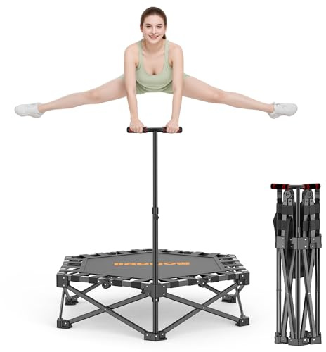 MOMODA 42 Mini Trampoline for Kids and Adults, Exercise Rebounder Foldable Trampolines with Handle, Max Load 200 LBS (Black)