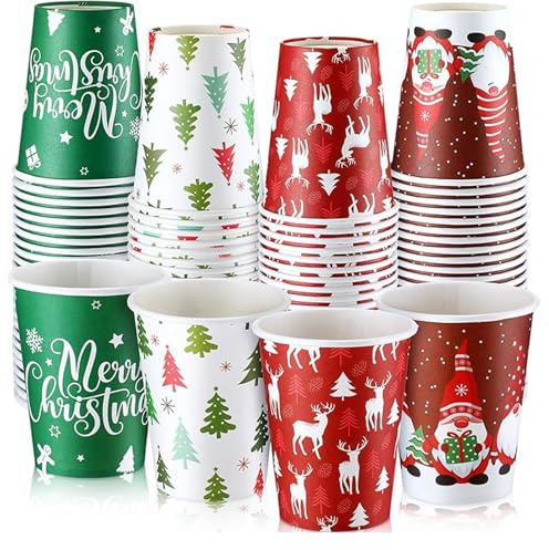 LNwnmyyg 40Pack Christmas Disposable Cups 9 oz Christmas Paper Cups Party Supplies Drinking Paper Cups Daily Use Holiday Party (40paper cups with random patterns)