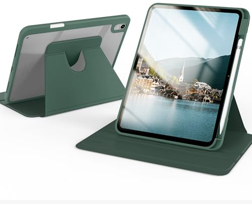 CACOE Roterande fodral för iPad (A16) 11/10 generation 2025 2022, 360 grader roterbart akryl, Transparent stöttålig gräns (Midnattgrön) | 360 graders roterande skyddshölje, akryl, transparent stötsäker gräns, midnattsgrön