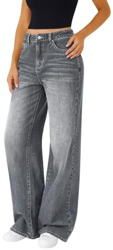 Generisch Baggy Jeans da donna a vita alta, pantaloni in denim, grandi dimensioni, elasticizzati, pantaloni hip hop, pantaloni da jogging Y2K, oversize, per il tempo libero, per adolescenti