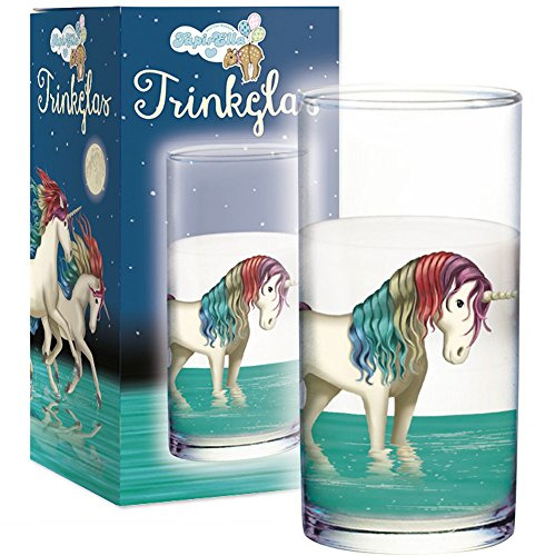 Lutz Mauder Kindertrinkglas — extra dickes Glas mit fantasievollem Einhornmotiv - Einhorn, Unicorn - robustes Trinkglas für kleine Erkunder und Entdecker. Lunabelle - Magie und Trinkgenuss