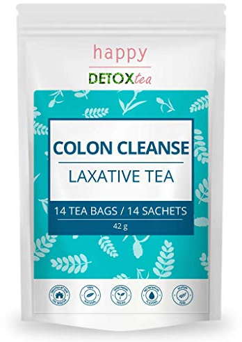 Happy Detox Tea - Limpieza de colon - Té laxante - Detox - Adelgazante - Régimen de 28 días - 14 sobres