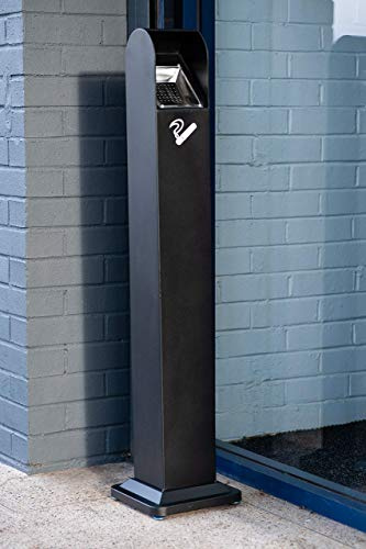 Curvaso HQ 10KG Free Standing HIGH Capacity Stainless Steel Cigarette Cigar Litter Rubbish BIN Ashtray Indoor Outdoor (MATT Black)