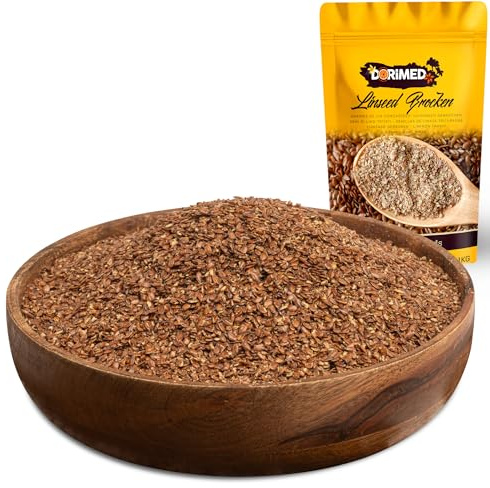 Graines de Lin concassées 1 Kg,100% d'origine naturelles,Graines de céréales brunes, Idéal pour les recettes, Convient aux végétariens et aux végétaliens.