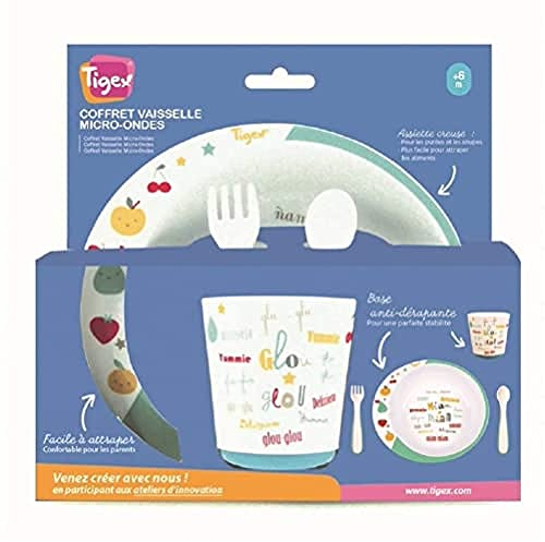 Tigex set de cena para bebé que incluye plato, taza y cubiertos