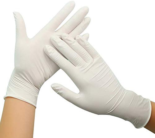Guantes Desechables de látex desechables, Stock Disponible, Envío Rápido, Caja de 100 guantes. Color Blanco talla L