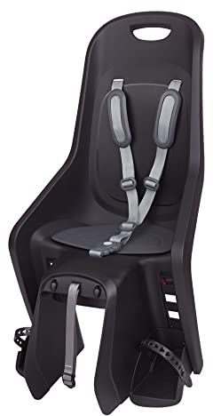 POLISPORT 8406800012 - Silla Trasera Bubbly Maxi Plus CFS para Bicicleta con Ruedas de 26'' a 29'' Apta para niños con un Peso de 9 a 22 Kg con Anclaje en el portaequipajes en Color Negro/Gris Oscuro