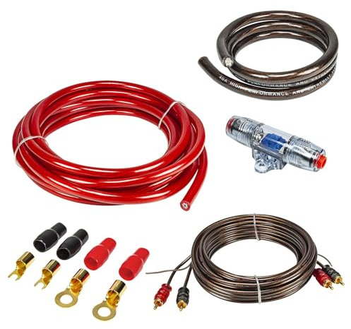 tomzz Audio 5500-022 20qmm Verstärker Endstufen Amplifier Anschluss Set inkl. Sicherungshalter Cinchkabel Kabelschuhe und Sicherung CCA