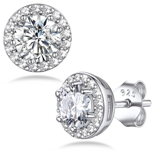 Bestyle Ohrstecker Silber 925 für Damen: Klein Ohrringe Sterling Silber 925 Stecker mit Geburtsstein Zirkonia - Elegant Exquisite Ohrringe Schmuck für Geburtstags Geschenk